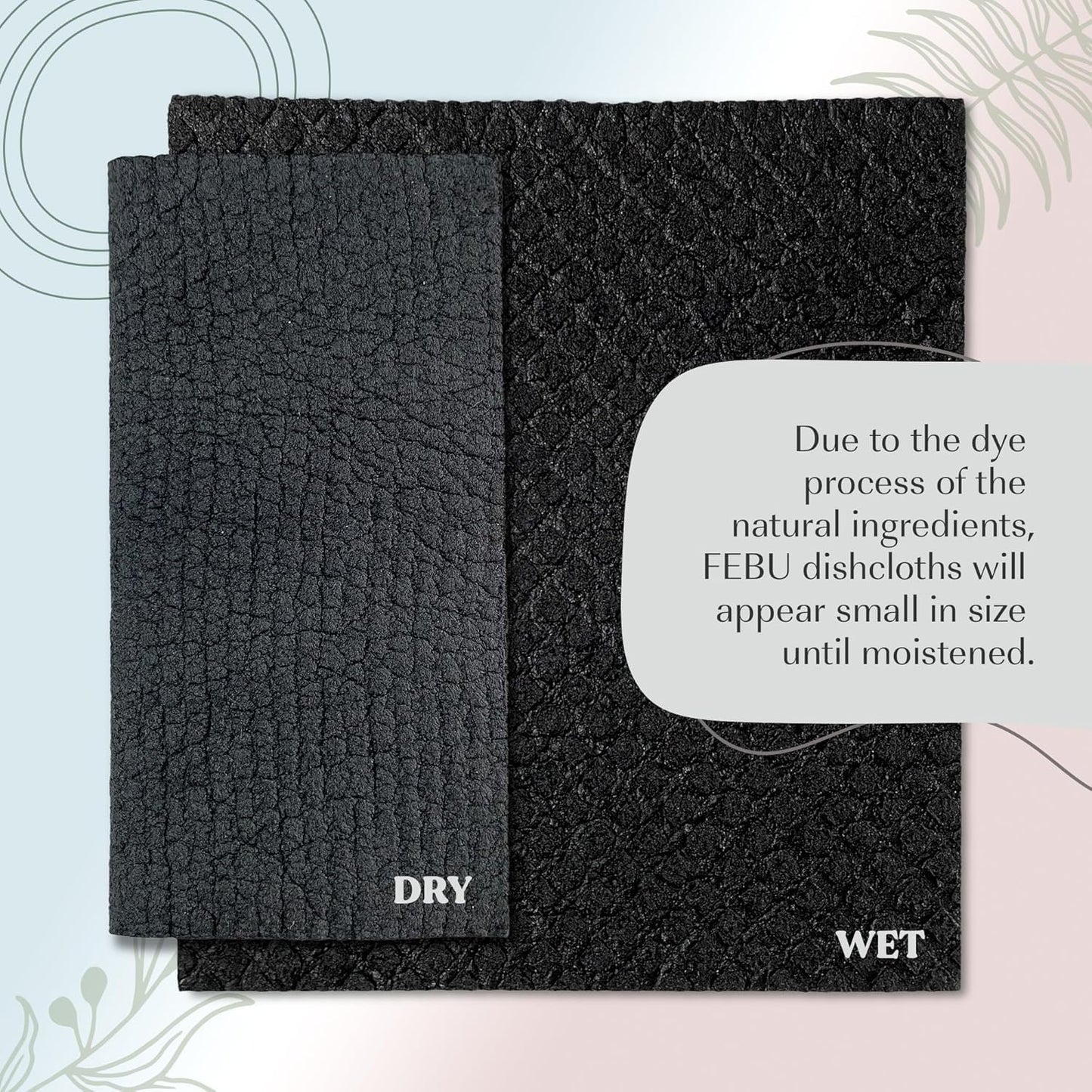FEBU Swedish Dishcloths 5 Pack Cellulose Sponge Cloths